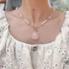 Collar de Zorro de Nueve Colas de Cristal Rosa Natural con Cadena de Cuentas Móviles para Mujer, Colgante de Zorro de Cristal Rosa con Collar de Cristal Blanco Facetado