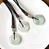 Colar com Pingente de Paz em Jade Verde Natural de Tianshan para Homens e Mulheres com Padrões Florais, Acessório Pingente de Jade