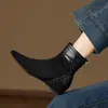 Nuevas Botas de Invierno Otoño 2026 con Aumento de Altura Interior, Puntera Puntiaguda, Elásticas, Adelgazantes para Mujer, Botines Cortos Elegantes, Modernos, Retro, con Más Terciopelo para Mujer