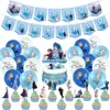 Festa de Aniversário Tema Frozen 2 Suprimentos Decorativos Bandeira Bandeira de Bolo Cartão Balão Conjunto de Flores de Papel