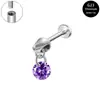 Aleación de Titanio G23 Chica Bala Labio Uña Hilo Ángulo Recto Hueso de la Oreja Uña Perforación Corporal F136 Decoración de Zirconia