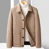 Chaqueta de Lana Espiga para Hombre Estilo Corto con Forro de Felpa Solapa Engrosada para Padres de Mediana Edad y Mayores Temporada Otoño/Invierno Abrigo de Lana