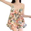 Pijama con Almohadillas para el Pecho para Mujer, Nuevo Estilo Verano 2025, Shorts de Tirantes de Algodón Nube, Conjunto de Dos Piezas Dulce y Puro para Estar en Casa