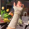 Mangas de Encaje Patchwork Estilo Ballet, Malla Fina Juvenil de Medio Dedo al por Mayor Protección Solar Guantes Lolita para Mujer en Verano