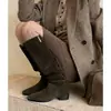 Botas Súper Elegantes Hasta el Muslo de 3cm Otoño/Invierno 2026 Nuevo Punta Cuadrada Tacón Grueso Botas Altas de Montar por Encima de la Rodilla Botas de Moda