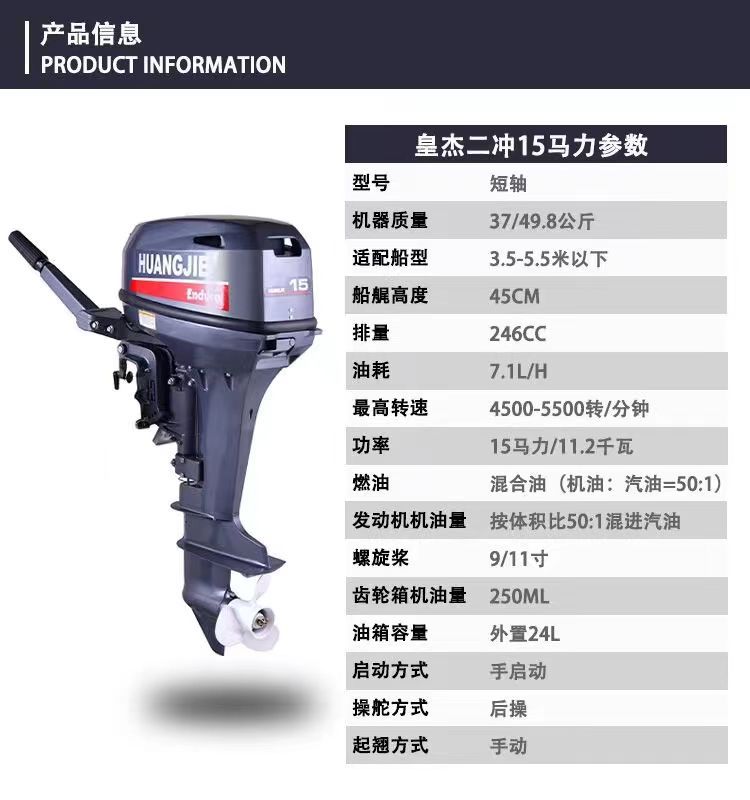 二冲15马力短轴