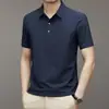 Nueva Camisa Polo de Manga Corta Sin Costuras de Seda Helada de Verano para Hombres de Edad Media y Jóvenes Camiseta con Cuello de Solapa Ropa para Hombres