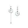 Aretes Asimétricos de Estrella y Luna con Diamantes Brillantes para Mujer, Diseño de Nicho de Lujo Ligero, Aretes de Moda Estilo Ins