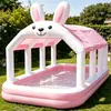 Alberca inflable con carpa, diseño de caricatura, para niños y adultos, tina de natación exterior de PVC engrosado con tobogán