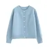Procesamiento y Producción Personalizada de Suéteres Versátiles de Estilo Coreano para Hombre, de Manga Larga, Cortos, Cuello Redondo, Cardigan de Punto Holgado