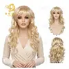 Peluca completa de cabello largo, ondulado y rizado color dorado para actuaciones de fiesta, cosplay, en stock de fábrica [personalizable]