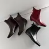 Botas curtas atemporais ~ Confortáveis e versáteis salto plataforma 2,5cm bico quadrado pele de carneiro lavada corte baixo botas Chelsea
