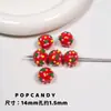 [Rosa Camelia] Material Rojo con Perlas Accesorios Cadena para Teléfono Móvil DIY Dulces Accesorios de Perlas Sueltas Joyería Hecha a Mano