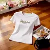 Camiseta de manga corta estampada fina de verano 2026 más vendida, cuello redondo, top casual versátil elegante ajustado para mujer