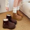 Botas de Nieve de Estilo Europeo para Mujer 2025 Invierno Nuevo Aumento de Altura Suela Gruesa Noreste Algodón Grande Cálido Acolchado Zapatos de Forro Polar Grueso para Mujer