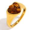 Anillo de amor con adhesión de grava de jade blanco de oro de 18 quilates chapado en acero inoxidable con joyería de nicho de temperamento retro transfronterizo entre Europa y Estados Unidos