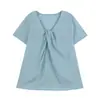 ALINDM blusa de designer feminina plus size um pouco cheinha para o verão 100kg gola V solta de manga curta