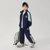 Conjunto de Ropa para Niños Primavera y Otoño 2026 Nuevo Sudadera Color Block Conjunto de Dos Piezas Estudiante Ropa Deportiva de Moda para Niños para Primavera y Otoño