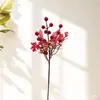 Cipó de Frutas Vermelhas Artificiais, Frutas da Fortuna Festivas DIY Frutas de Acácia, Cipó de Flores de Natal Artificiais, Decoração de Parede com Flores Penduradas
