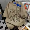 Camiseta Casual Solta Vintage com Estampa Divertida de Cachorro Estilo Japonês 2025 Verão Nova