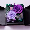 Caja de Regalo de Lujo con Flores Preservadas Transfronteriza, Joyero de Doble Puerta Estilo Cajón con Flor de Rosa, Regalo para el Día de San Valentín y el Día de la Madre