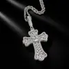 Estilo Hip Hop Europeo y Americano Colgante Personalizado de Cruz Espiga de Trigo con Pedrería Completa Cobre Incrustado Circonita de Colores Accesorios de Joyería de Moda para Hombre