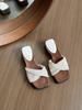 Sandalias tejidas de estilo francés vintage con suela gruesa para mujer, Verano 2025, Sandalias slip-on que aumentan la altura