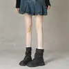 Botines plisados retro, nueva colección otoño/invierno para mujer, botas Martin de suela gruesa, botines de punta redonda con detalle de hebilla y botas de montar