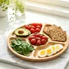 Plato de frutas dividido de bambú al por mayor transfronterizo bandeja para aperitivos caseros caja de frutos secos y dulces plato para aperitivos y frutas secas
