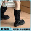 Botas largas de gamuza estilo retro para mujer, nueva colección otoño 2026, botas vaqueras occidentales, de suela gruesa, que realzan la altura y estilizan.