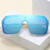 Óculos de Sol Transfronteiriços Novos de Armação Grande para Homens e Mulheres, Moda One-Piece Personalizado com Tachinhas de Arroz Moldura Quadrada Óculos de Sol Poligonais