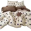 Nuevo Juego Sencillo de Invierno Espeso de Leche Polar Ropa de Cama Cuatro Piezas Funda Nórdica con Borde de Concha de Polar de Coral Sábana Plana Sábana Ajustable Juego de Tres Piezas