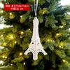 Decoraciones navideñas colgante acrílico blanco mariposa copo de nieve guirnalda árbol de Navidad adornos placa de palabras mixtos con purpurina