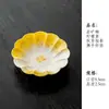 Taza maestra de cerámica amarilla limón con esmalte inferior pintada a mano con flores de osmanthus, borde y platillo florales, para beber té y apreciar en casa