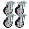 Ruedas universales de goma con diseño de flor negra de 3/4/5 pulgadas, ruedas medianas silenciosas para muebles con estante de freno