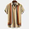 Nova Camisa Havaiana Casual Estação Independente Mais Vendida Estampada em 3D Manga Curta Gola Lapela Camisa de Férias Litoral Masculina