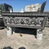 Quemador de Incienso Tallado en Piedra, Trípode Redondo de Piedra Azul, Templo Rectangular para Buda, Salón Ancestral, Cementerio, Quemador de Incienso Casero para Adoración y Ofrendas