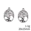 20x 15mm 1.1g plata antigua DIY vintage aleación de zinc accesorios de joyería colgante ovalado árbol de la vida
