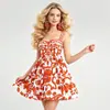 Vestido strapless tridimensional con estampado vintage transfronterizo nuevo 2026 con espalda elástica y falda de cintura alta