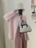 Jaqueta Suéter para Mulheres 2025 Outono Pelúcia Doce Design Coreano Nicho Imitação Vison Veludo Branco Cardigã Tricotado