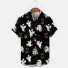 Camisa Casual de Manga Corta con Cuello Estampado 3D de Halloween para Hombre, Tops para Hombre y Mujer, Amazon Transfronterizo