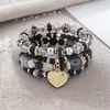 Artículos Más Vendidos Transfronterizos: Pulsera con Colgante de Corazón de Aleación Estilo Bohemio, Pulsera Elástica de Múltiples Capas con Cuentas