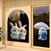 Pegatinas Electrostáticas para Vidrio de Conejito Lindo de Dibujos Animados Transfronterizas Pegatinas para Ventanas Puerta de Vidrio de Tienda Pegatinas Decorativas Anticolisión