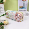Nueva Bolsa de Lápices Acolchada Bordada de Algodón Bolsa para Brochas de Maquillaje Bolsa de Lápices de Gran Capacidad Estudiante Cosmético ins Bolsa de Almacenamiento