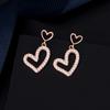Pendientes de plata de ley S925 con microincrustaciones, huecos y doble amor, para mujer, de alta gama, elegantes y con forma de corazón.