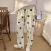 Pijama Feminino Outono Inverno 2026 Novo Desenho Animado Simples Estilo Japonês Laço Pijama Feminino Pode Ser Usado Fora Algodão Nuvem