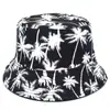 Sombrero de Pescador Estilo Hawaiano de Doble Cara con Palmera para Hombres y Mujeres, Sombrero de Cubo Casual Estampado, Sombrero de Sol para Proteger del Sol en Viajes de Verano