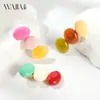 O Novo Estilo da Wjia é Fresco e Simples, com Presilhas de Cabelo Ovais em Cores Doces, Acessórios de Cabelo Elegantes e Compactos para Meninas, Presilhas para Franja e Presilhas Laterais