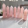 Cristal Rosa Natural Ponto Único Seis Arestas Pilar Padrão Acessórios Copo de Cristal Pilar de Cristal Ponta de Cristal Perfurável