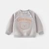 Moletom Infantil Masculino com Estampa de Urso, Manga Longa, Gola Redonda, Roupas de Bebê para Primavera e Outono, Roupas de Outono, Camiseta Segunda Pele Infantil para Menina, Primavera e Outono